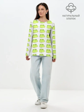 Лонгслив женский. Хлопок / лягушечки