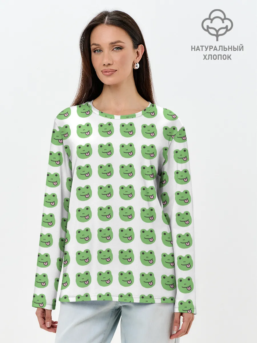 Лонгслив женский. Хлопок / лягушки