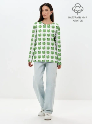 Лонгслив женский. Хлопок / лягушки
