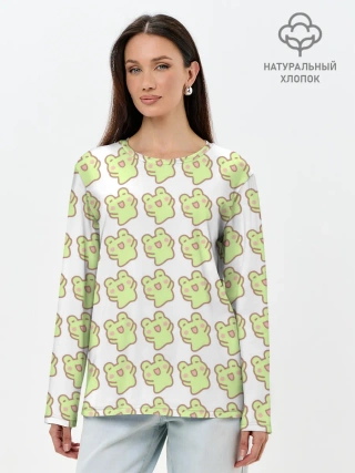 Лонгслив женский. Хлопок / счастливые лягушки