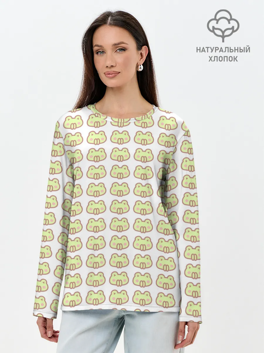 Лонгслив женский. Хлопок / лягушечки