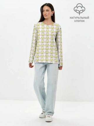 Лонгслив женский. Хлопок / лягушечки