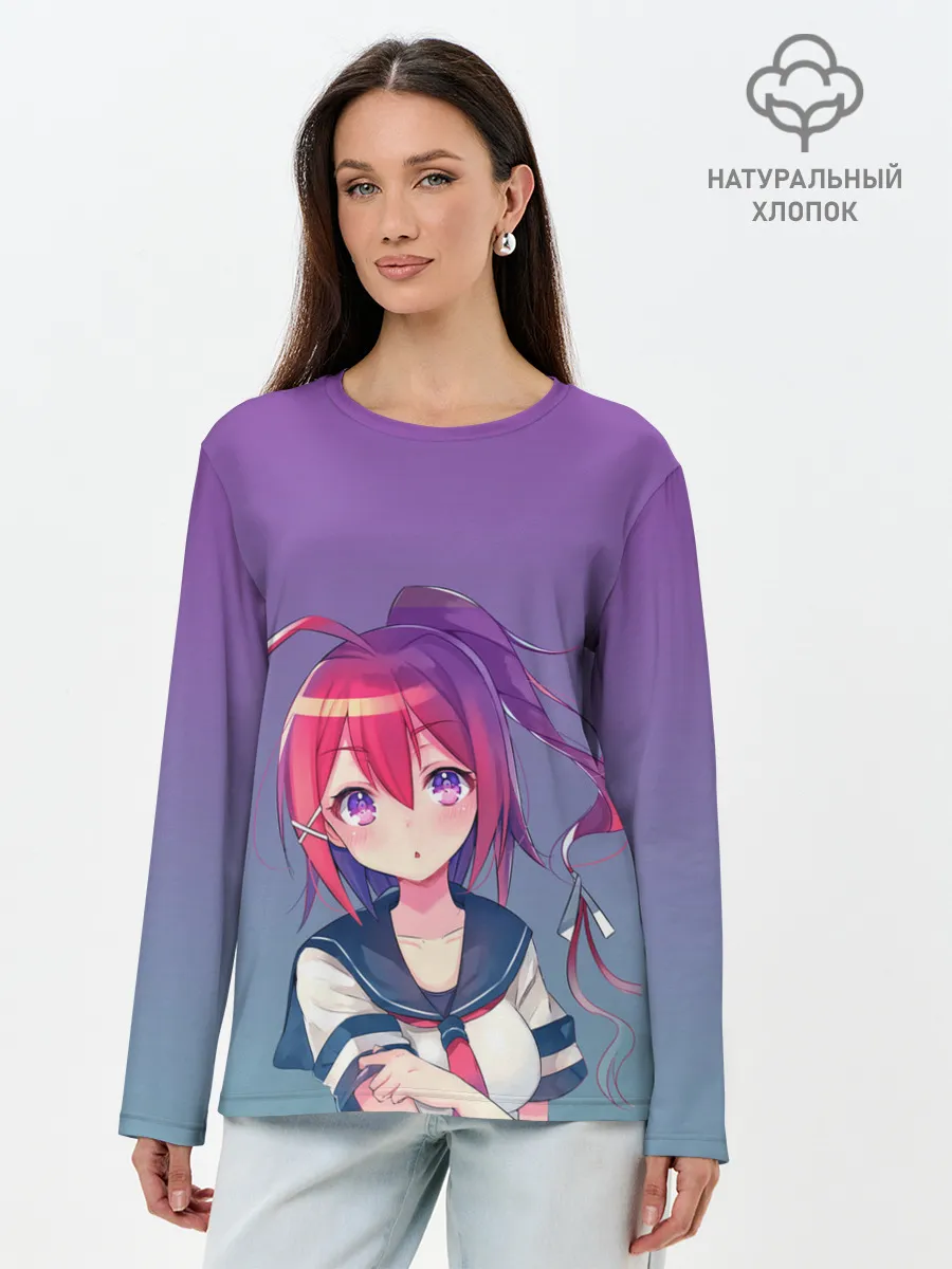Лонгслив женский. Хлопок / девочка в форме