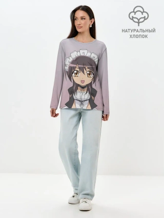 Лонгслив женский. Хлопок / аимешная горничная