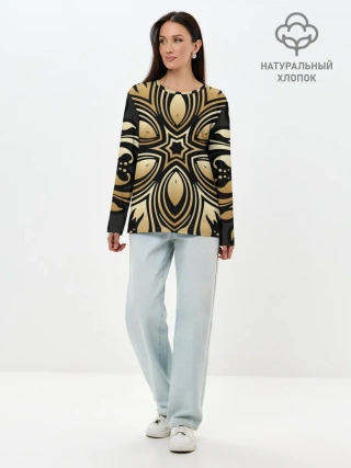 Лонгслив женский. Хлопок / золото