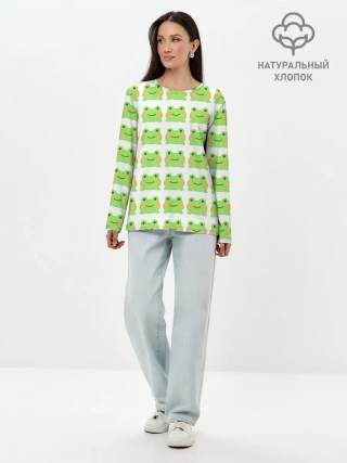 Лонгслив женский. Хлопок / лягушка