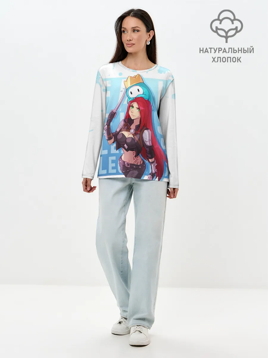 Лонгслив женский. Хлопок / Fall guys x league of legands