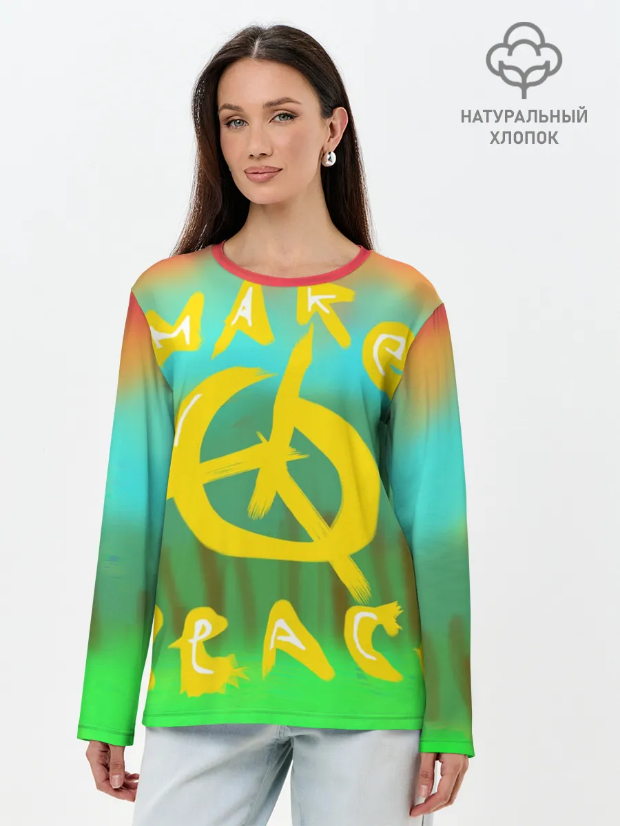 Лонгслив женский. Хлопок / Make peace