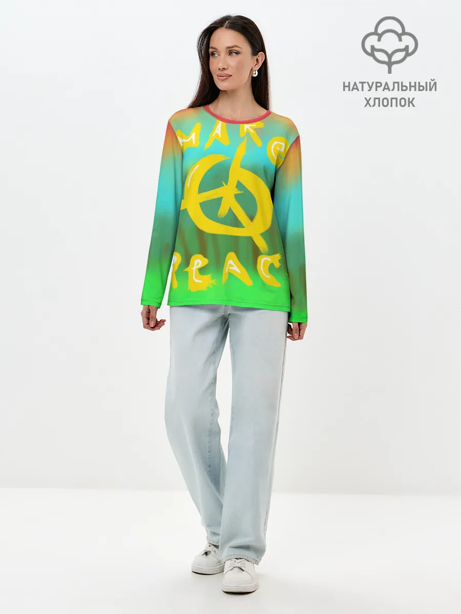 Лонгслив женский. Хлопок / Make peace