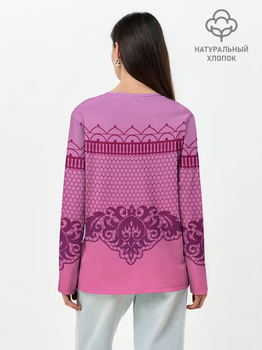 Лонгслив женский. Хлопок / Кружева