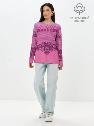Лонгслив женский. Хлопок / Кружева
