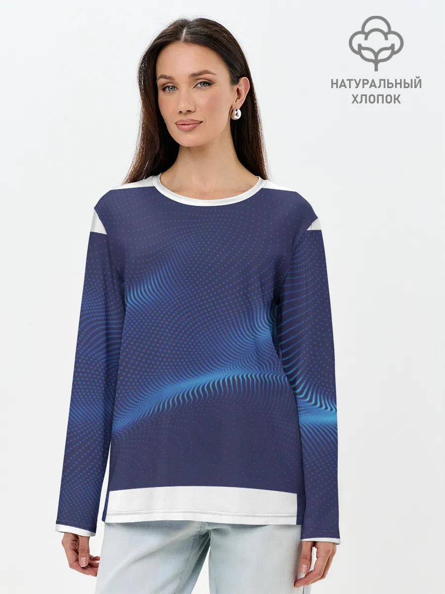 Лонгслив женский. Хлопок / 3D волна