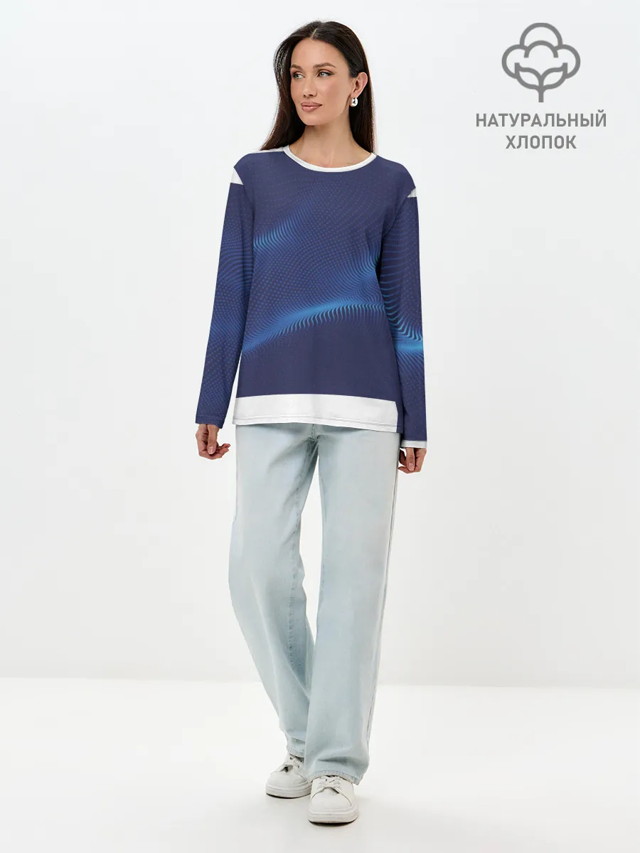 Лонгслив женский. Хлопок / 3D волна