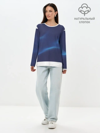 Лонгслив женский. Хлопок / 3D волна