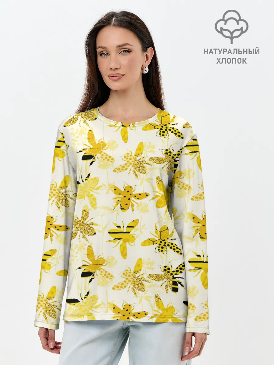 Лонгслив женский. Хлопок / Разные Пчелы