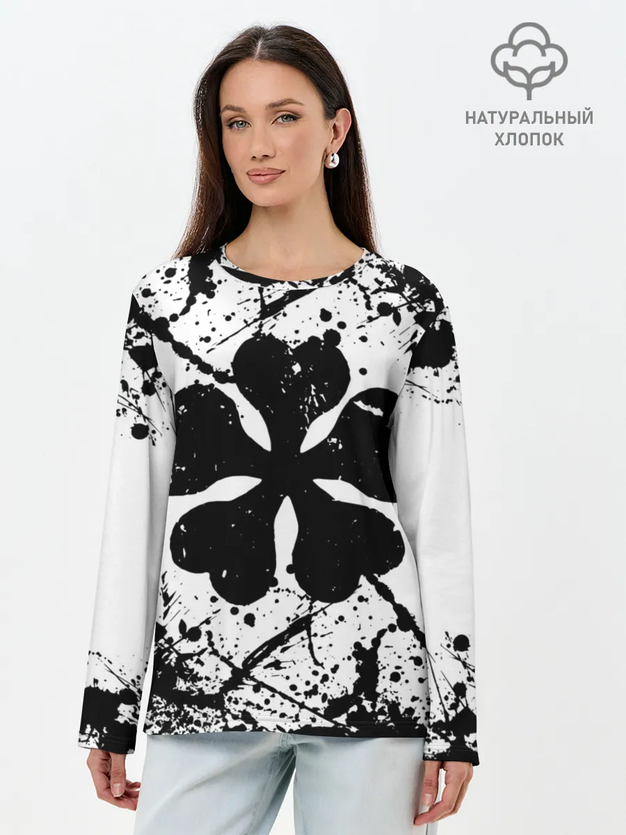 Лонгслив женский. Хлопок / черный клевер,