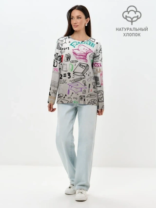Лонгслив женский. Хлопок / учеба узор