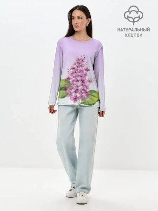 Лонгслив женский. Хлопок / акварельная сирень