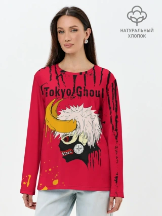 Лонгслив женский. Хлопок / Токийский гуль рогатый
