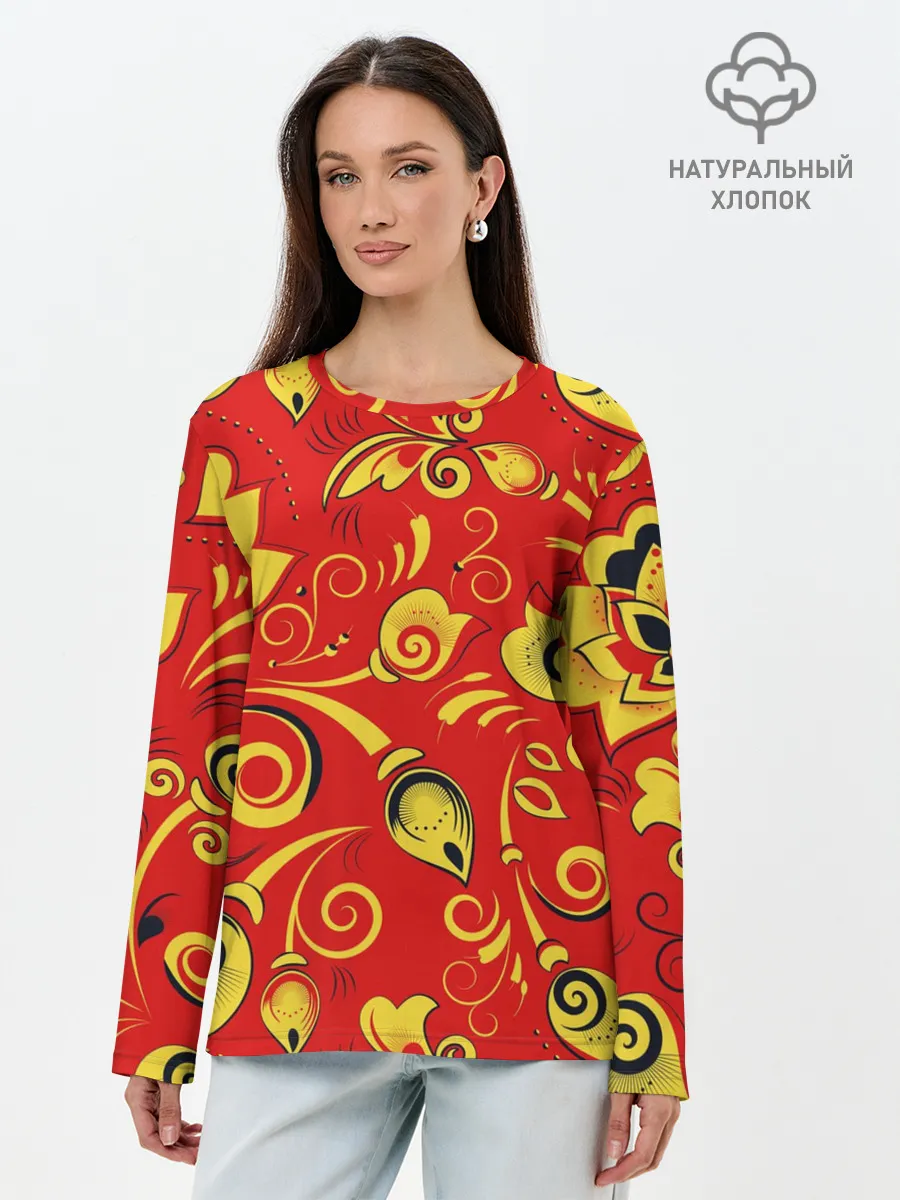 Лонгслив женский. Хлопок / ХОХЛОМА