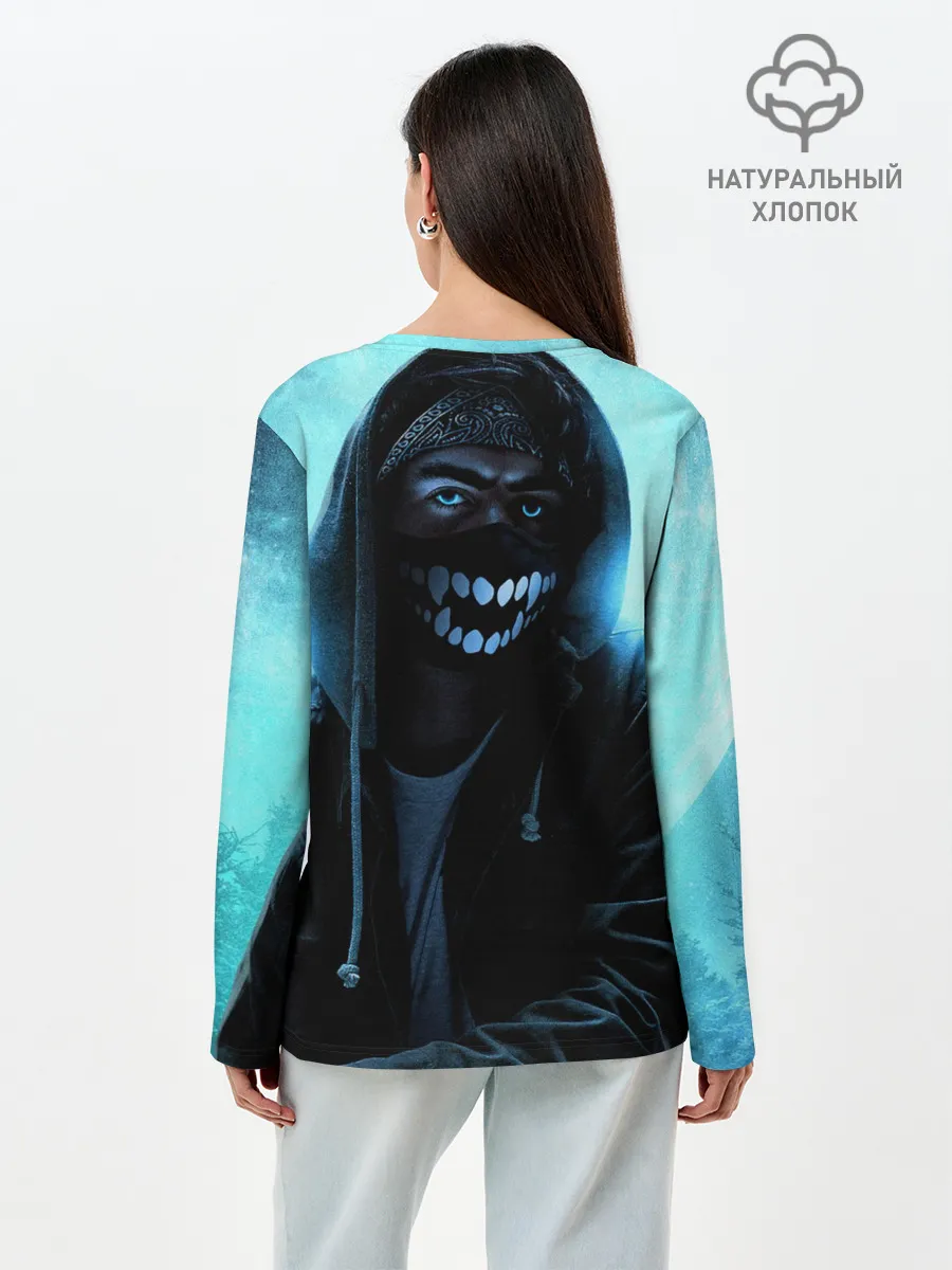 Лонгслив женский. Хлопок / Парень в маске