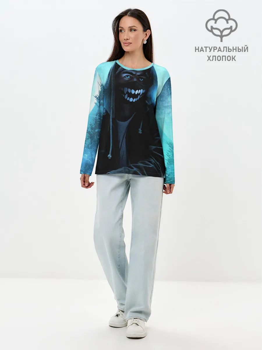 Лонгслив женский. Хлопок / Парень в маске