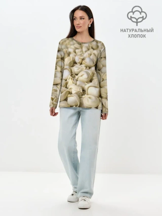 Лонгслив женский. Хлопок / Пельмени