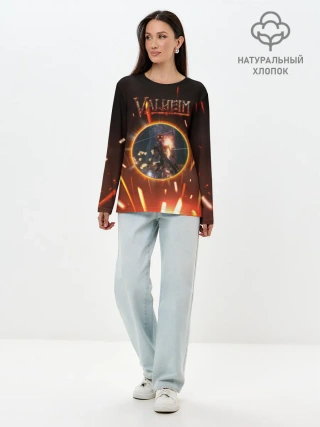 Лонгслив женский. Хлопок / Скелет из Вальхейма