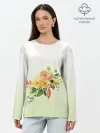 Лонгслив женский. Хлопок / букет рисунок