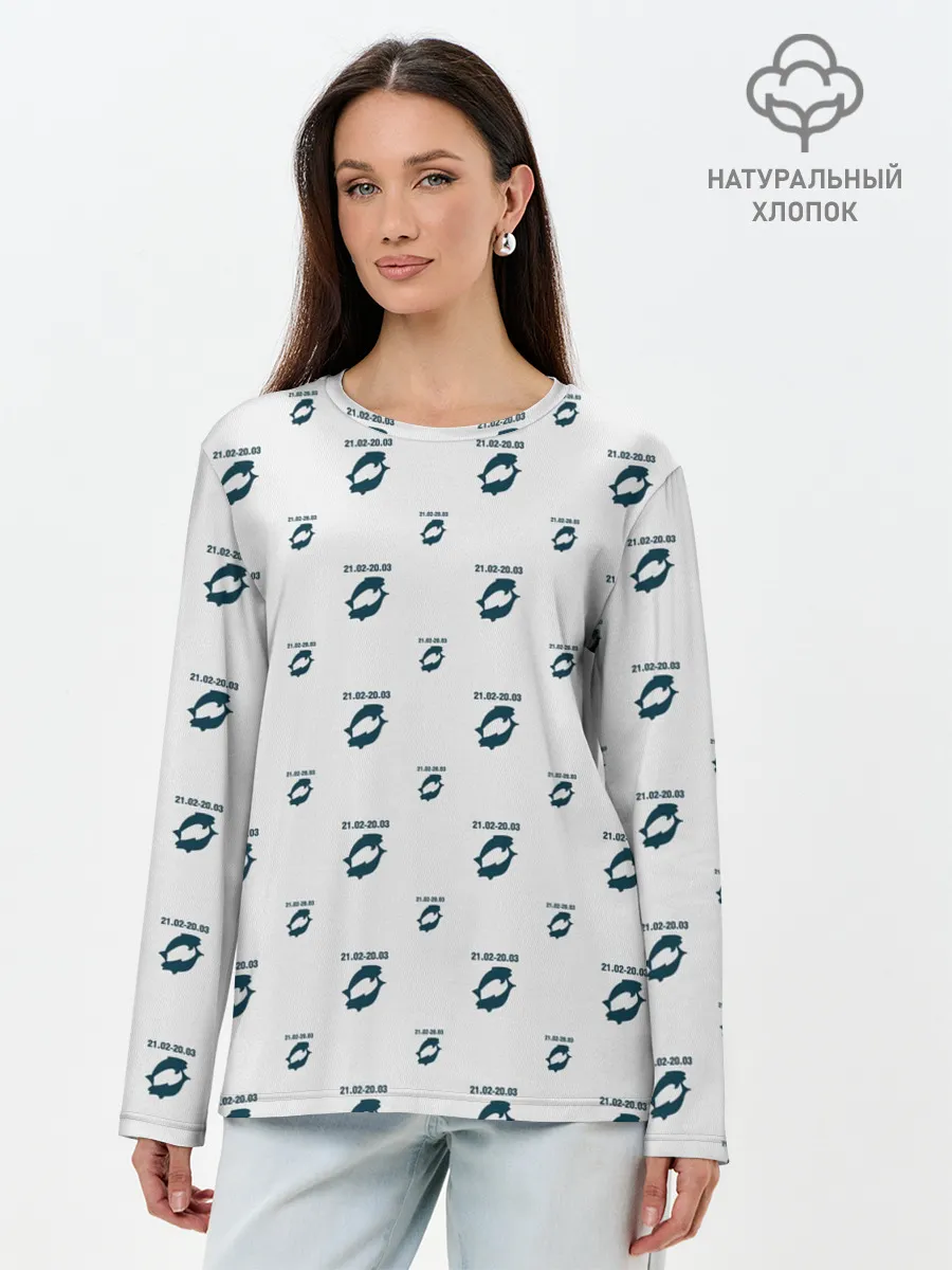 Лонгслив женский. Хлопок / Рыбы
