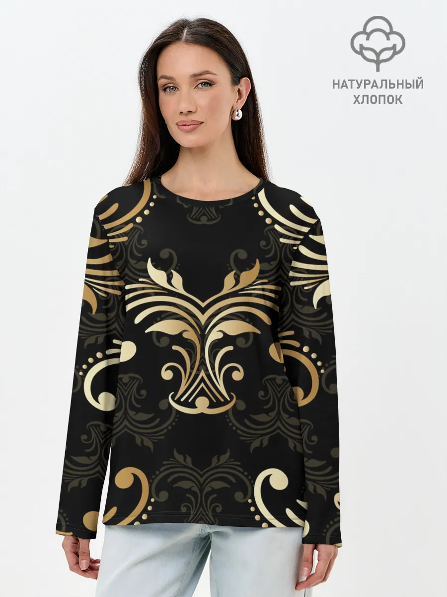 Лонгслив женский. Хлопок / Черное золото