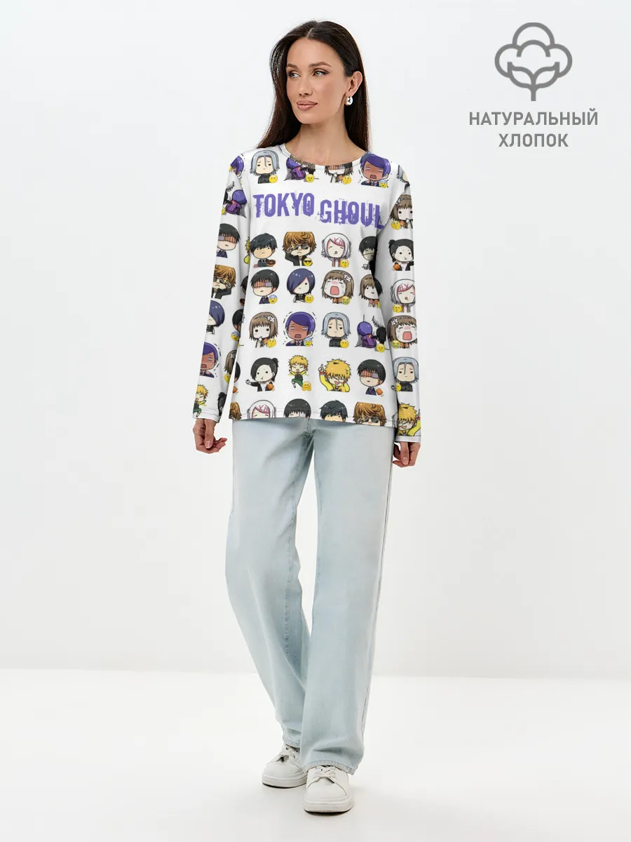Лонгслив женский. Хлопок / Токийский гуль пресонажи