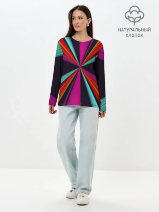 Лонгслив женский. Хлопок / Полосы