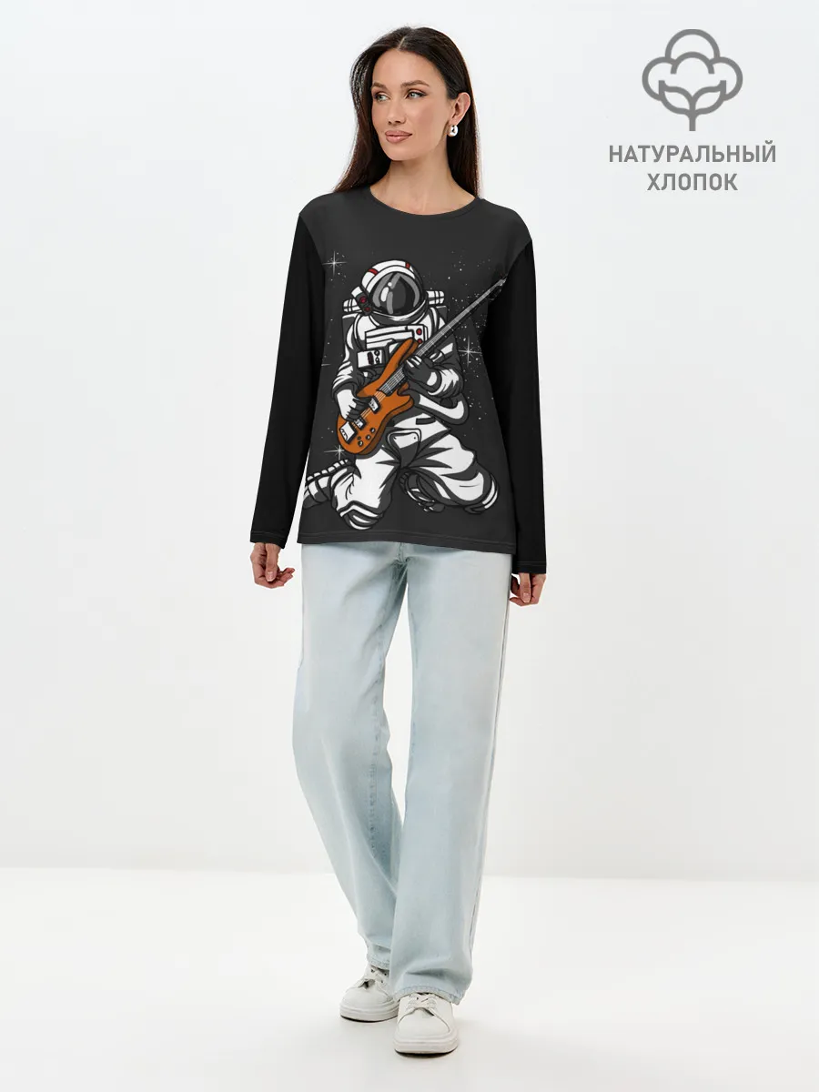 Лонгслив женский. Хлопок / Музыкант Космонавт