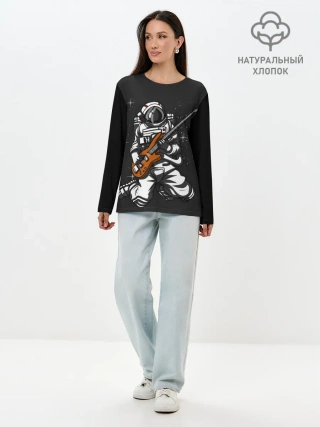 Лонгслив женский. Хлопок / Музыкант Космонавт