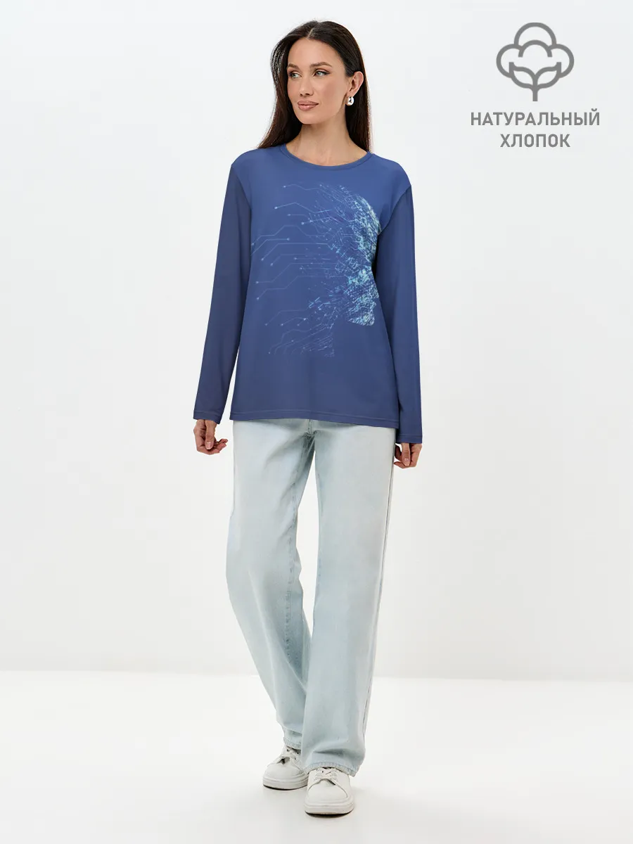 Лонгслив женский. Хлопок / Digital face