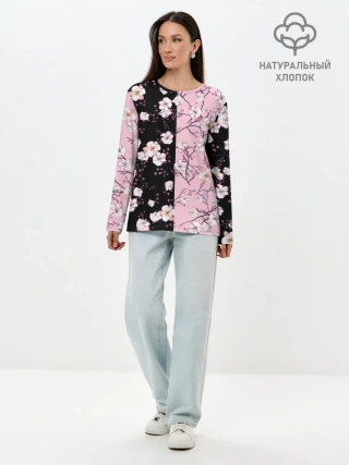 Лонгслив женский. Хлопок / САКУРА | SAKURA | ВИШНЯ