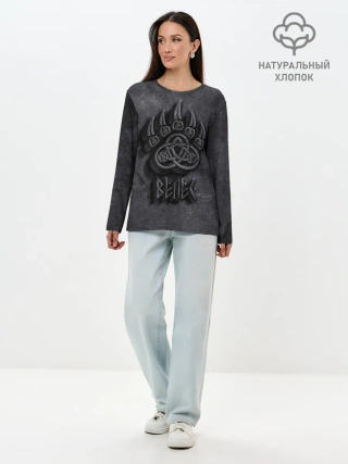 Лонгслив женский. Хлопок / Печать Велеса