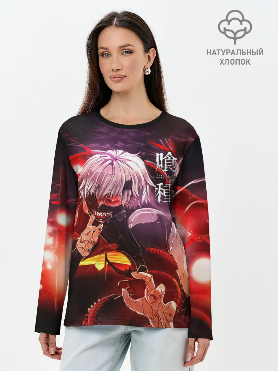 Лонгслив женский. Хлопок / Загадочный Канеки Кен