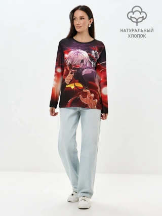Лонгслив женский. Хлопок / Загадочный Канеки Кен
