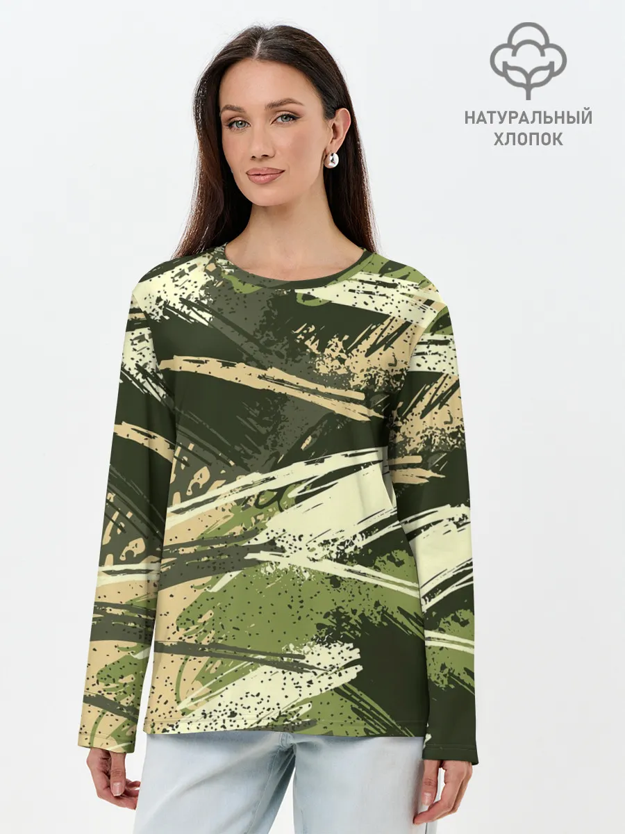 Лонгслив женский. Хлопок / КАМУФЛЯЖ