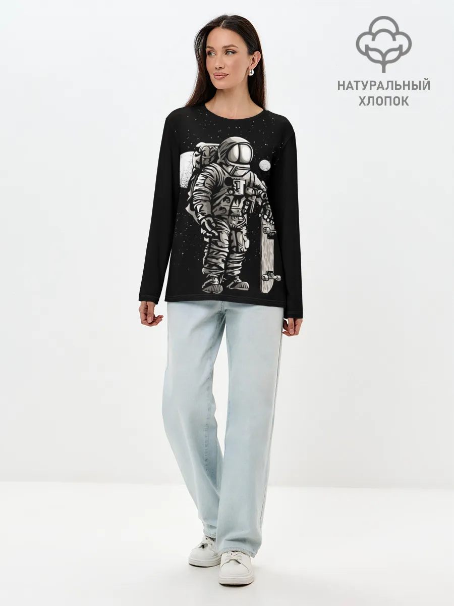 Лонгслив женский. Хлопок / Скейтер Астронавт