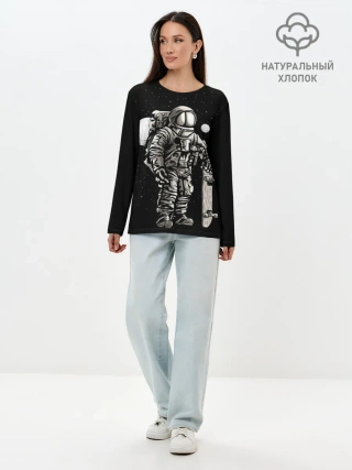 Лонгслив женский. Хлопок / Скейтер Астронавт