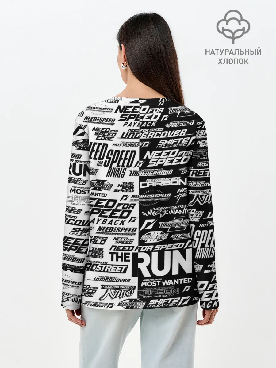 Лонгслив женский. Хлопок / NFS ALL LOGOS