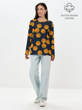 Лонгслив женский. Хлопок / Баскетбольные мячи