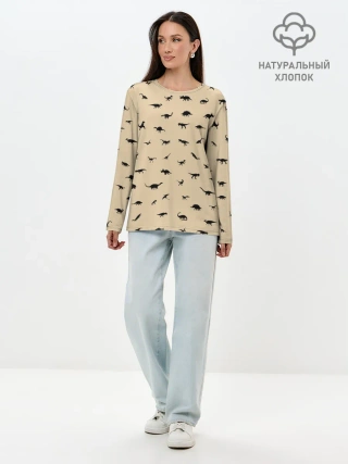 Лонгслив женский. Хлопок / Dinoworld#2