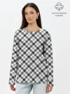Лонгслив женский. Хлопок / Ч/б текстура в клетку