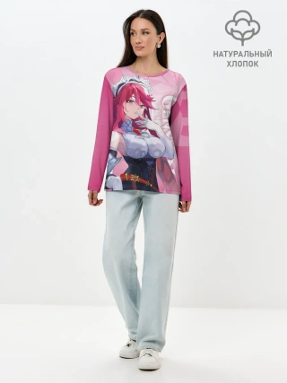 Лонгслив женский. Хлопок / GENSHIN IMPACT, РОЗАРИЯ