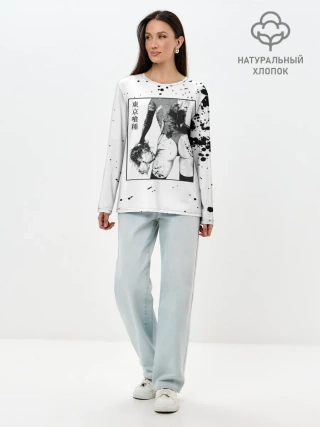 Лонгслив женский. Хлопок / Токийский гуль голова