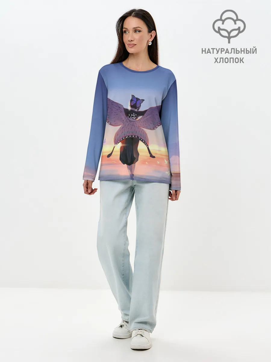 Лонгслив женский. Хлопок / КЛИНОК РАССЕКАЮЩИЙ ДЕМОНОВ
